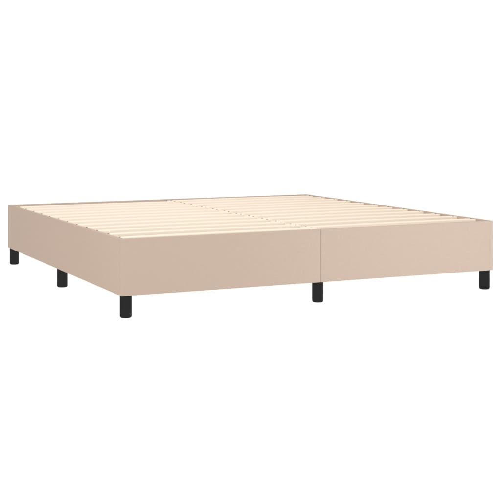 Sommier à lattes de lit avec matelas LED Cappuccino 200x200 cm