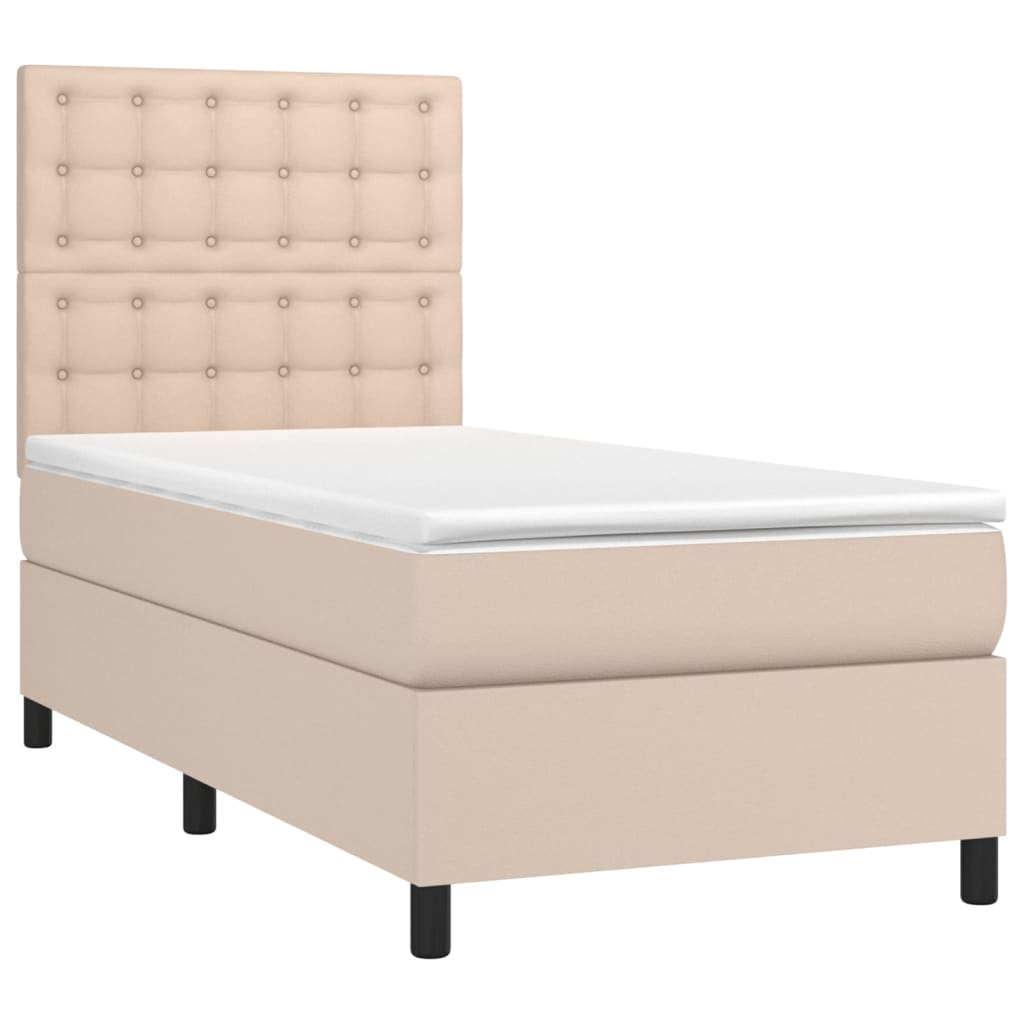 Sommier à lattes de lit avec matelas et LED Cappuccino 90x200cm