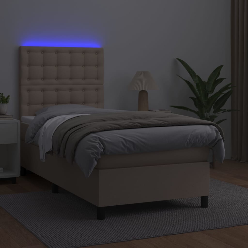 Sommier à lattes de lit avec matelas LED Cappuccino 100x200 cm