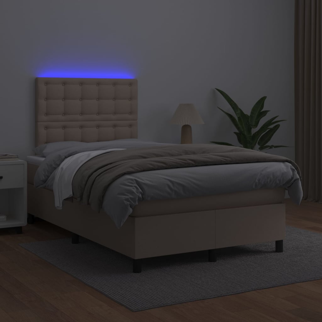 Sommier à lattes de lit avec matelas LED Cappuccino 120x200 cm