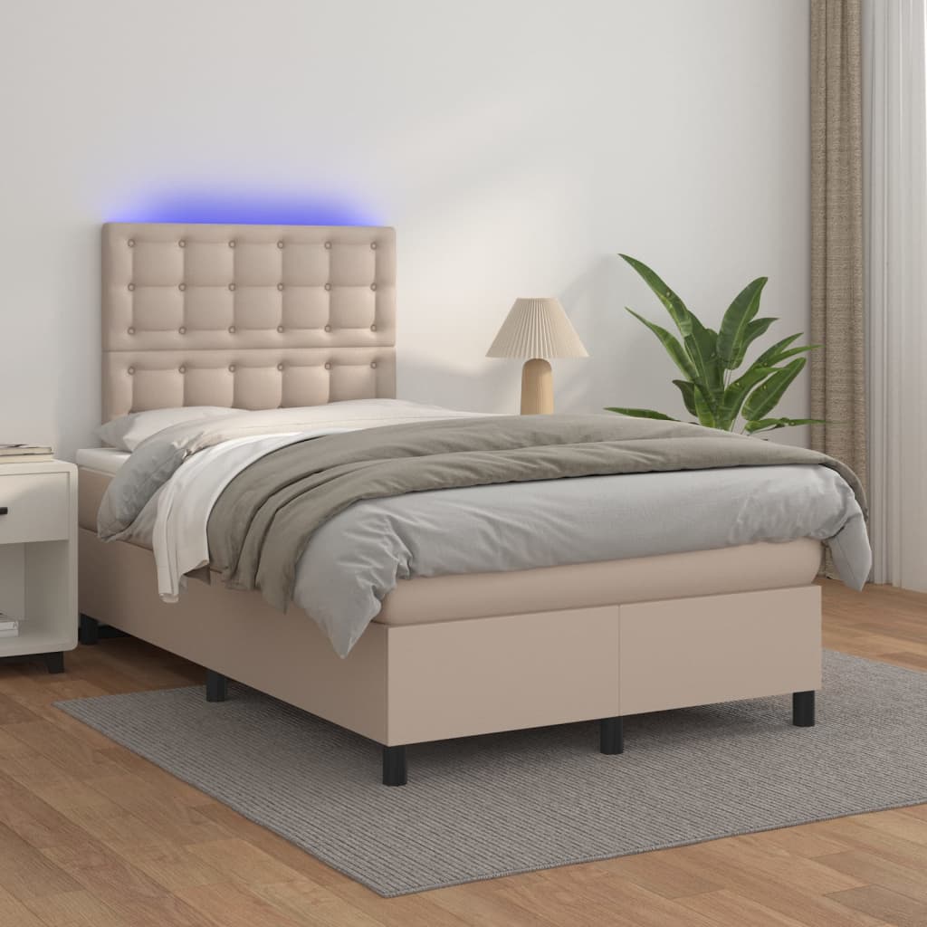 Sommier à lattes de lit avec matelas LED Cappuccino 120x200 cm