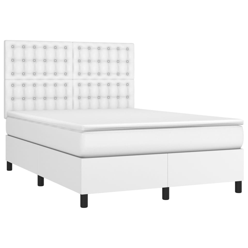 Sommier à lattes de lit avec matelas et LED Blanc 140x190 cm