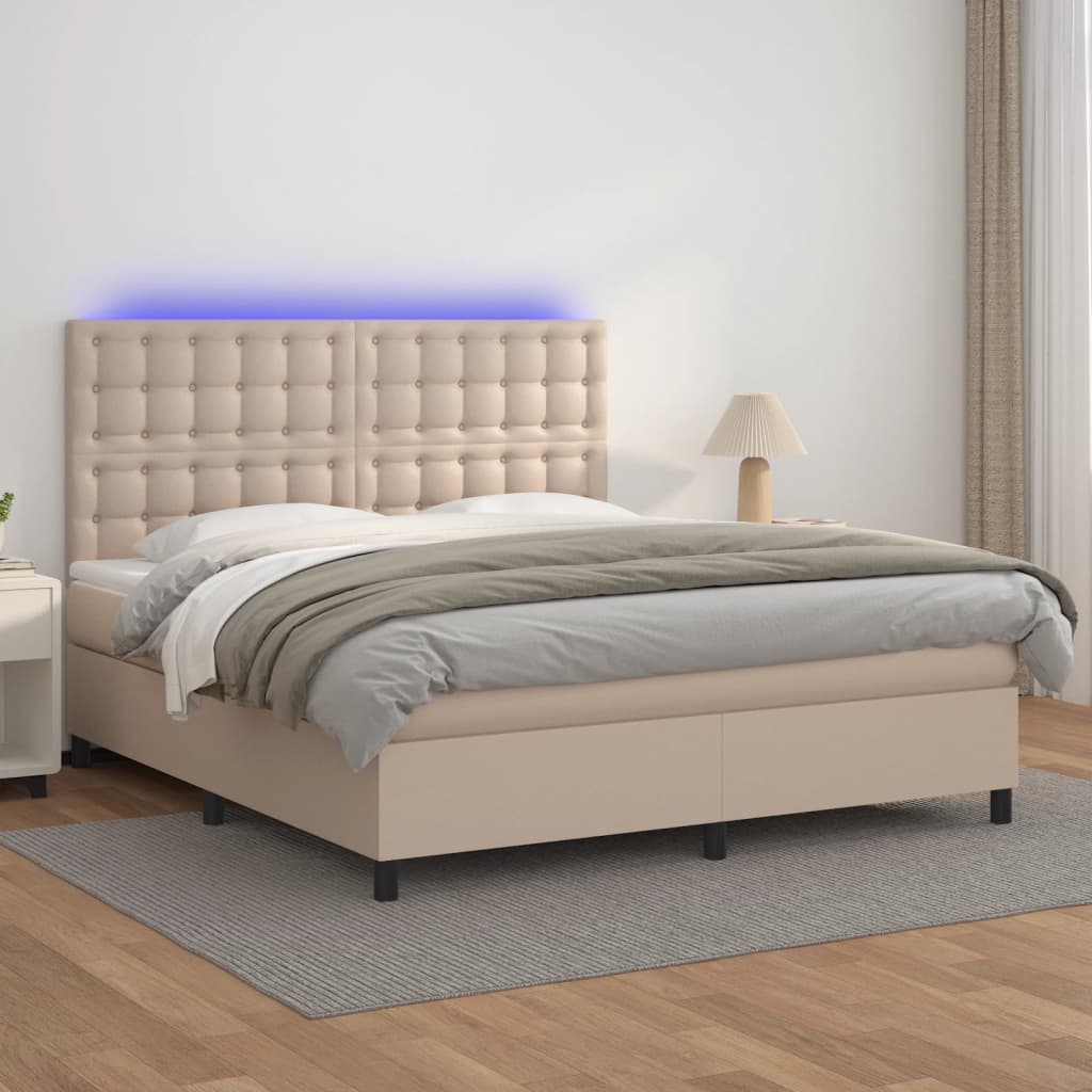 Sommier à lattes de lit avec matelas LED Cappuccino 180x200 cm