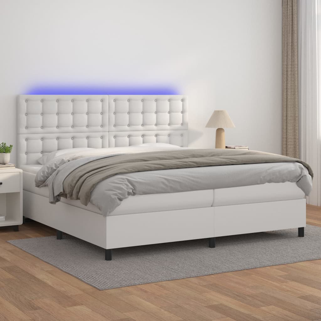 Sommier à lattes de lit avec matelas et LED Blanc 200x200 cm