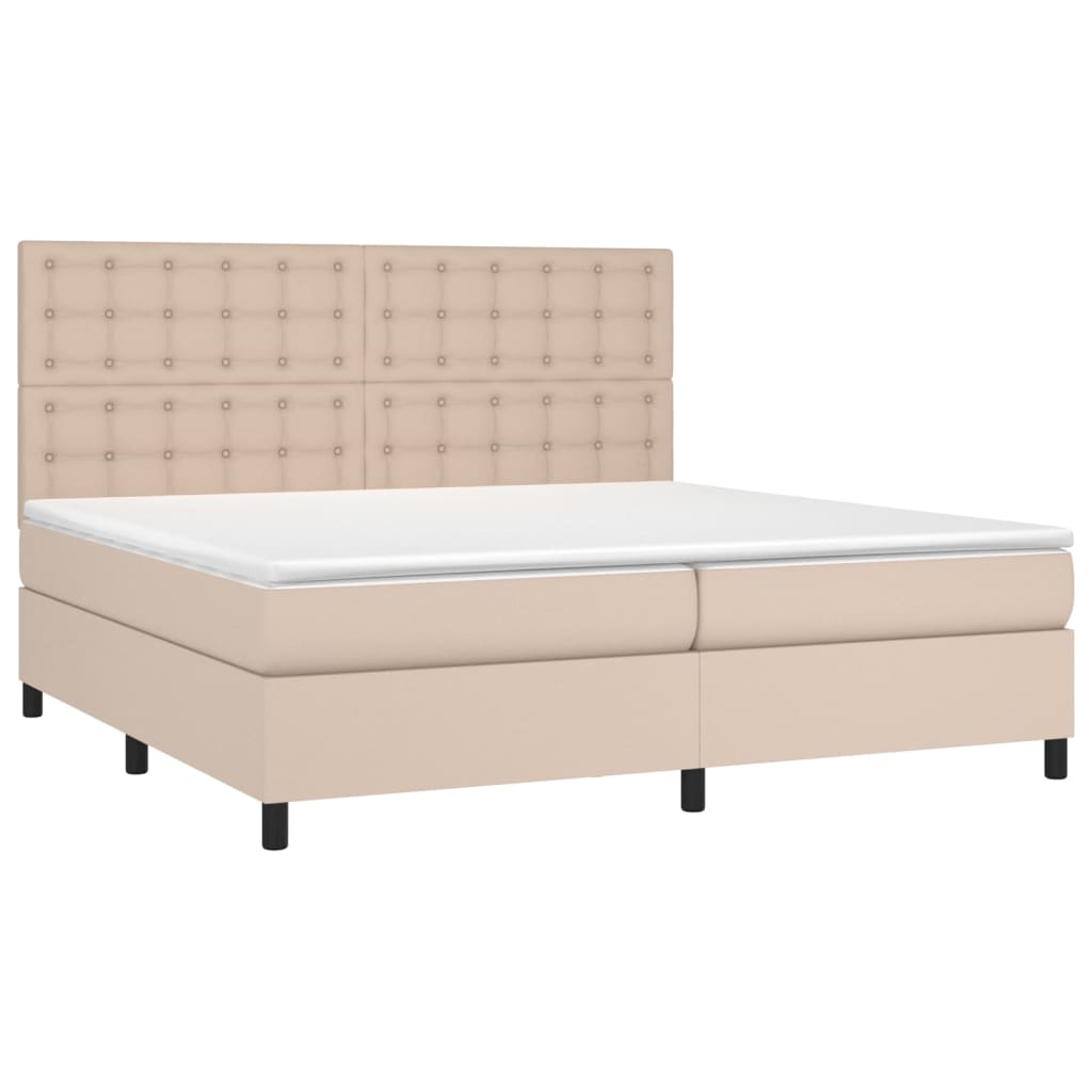 Sommier à lattes de lit avec matelas LED Cappuccino 200x200 cm