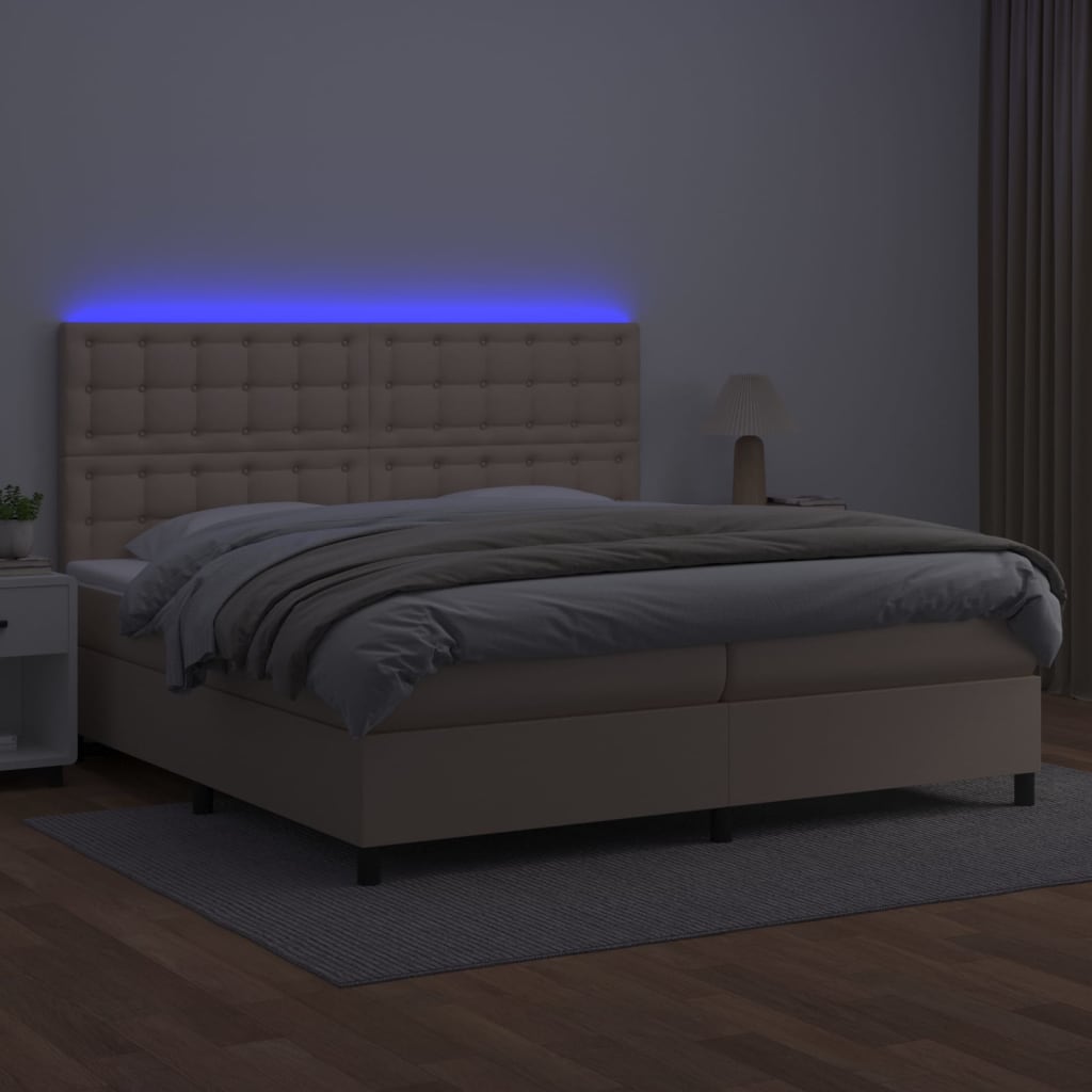 Sommier à lattes de lit avec matelas LED Cappuccino 200x200 cm