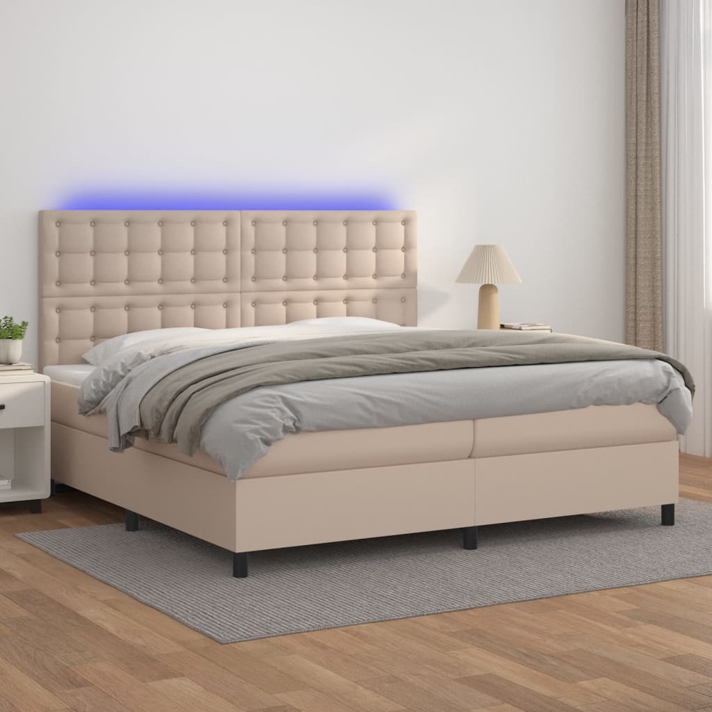 Sommier à lattes de lit avec matelas LED Cappuccino 200x200 cm