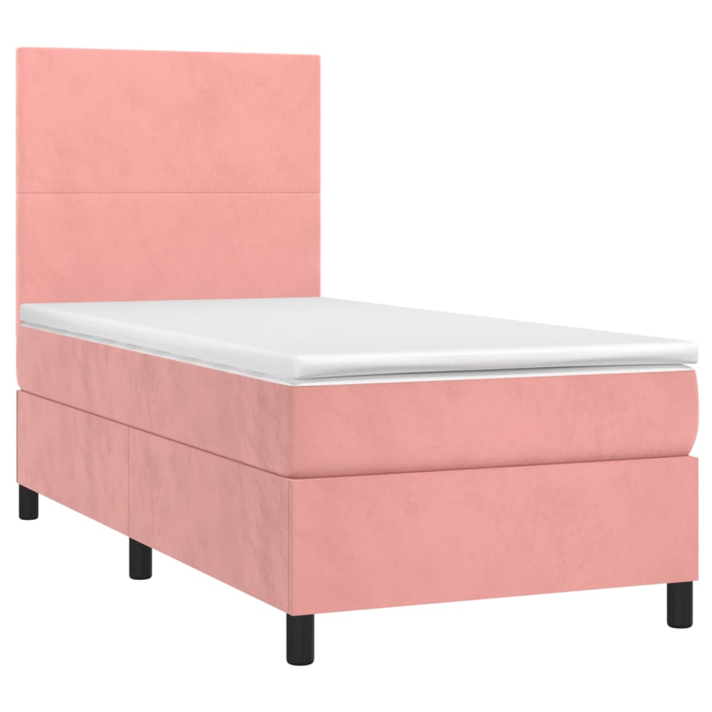 Sommier à lattes de lit et matelas et LED Rose 80x200cm Velours