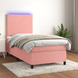 Sommier à lattes de lit et matelas et LED Rose 80x200cm Velours