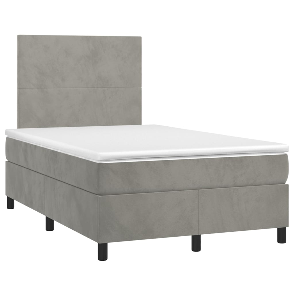 Sommier à lattes de lit avec matelas LED Gris clair 120x200 cm