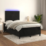 Sommier à lattes de lit et matelas LED Noir 120x200 cm Velours