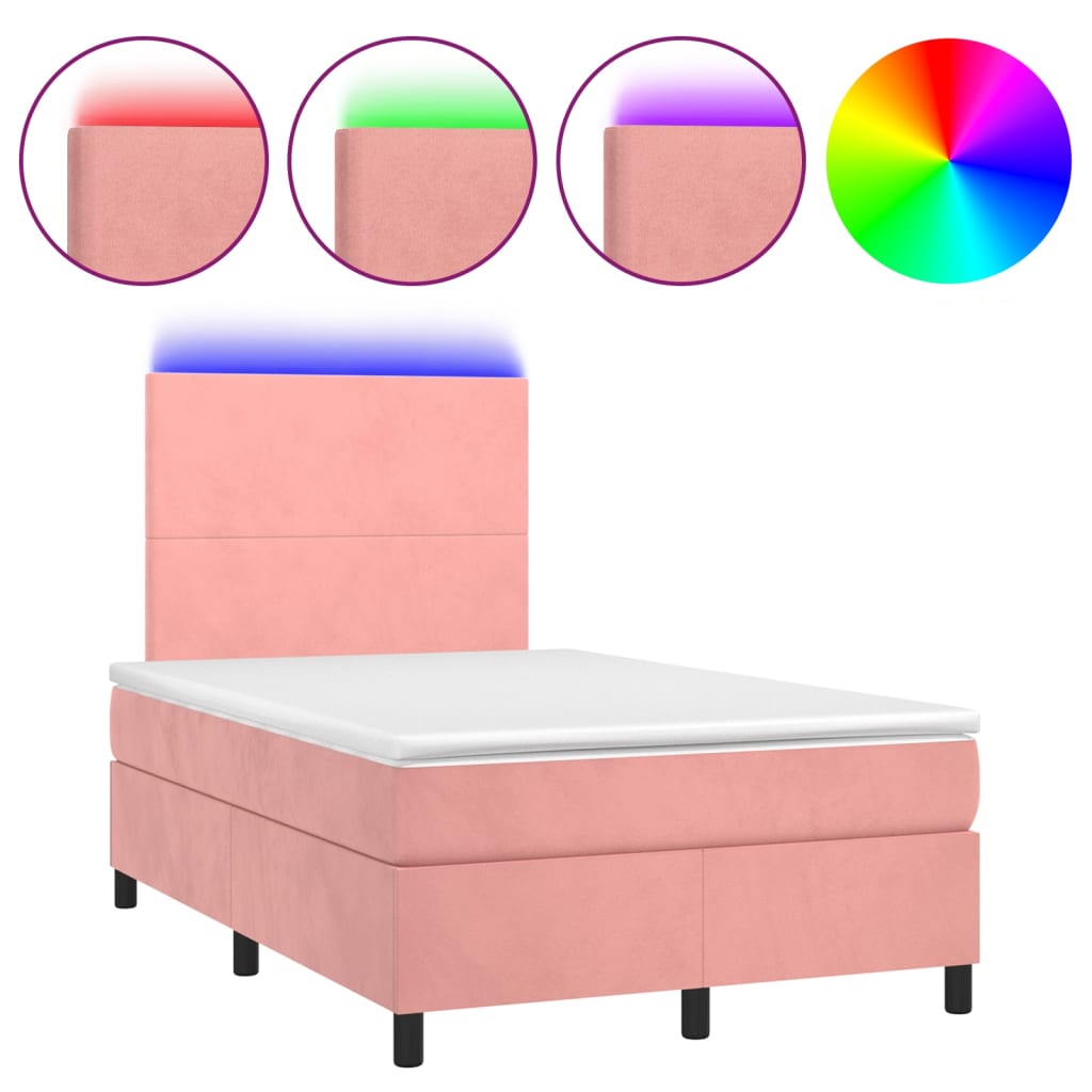 Sommier à lattes de lit et matelas LED Rose 120x200 cm Velours