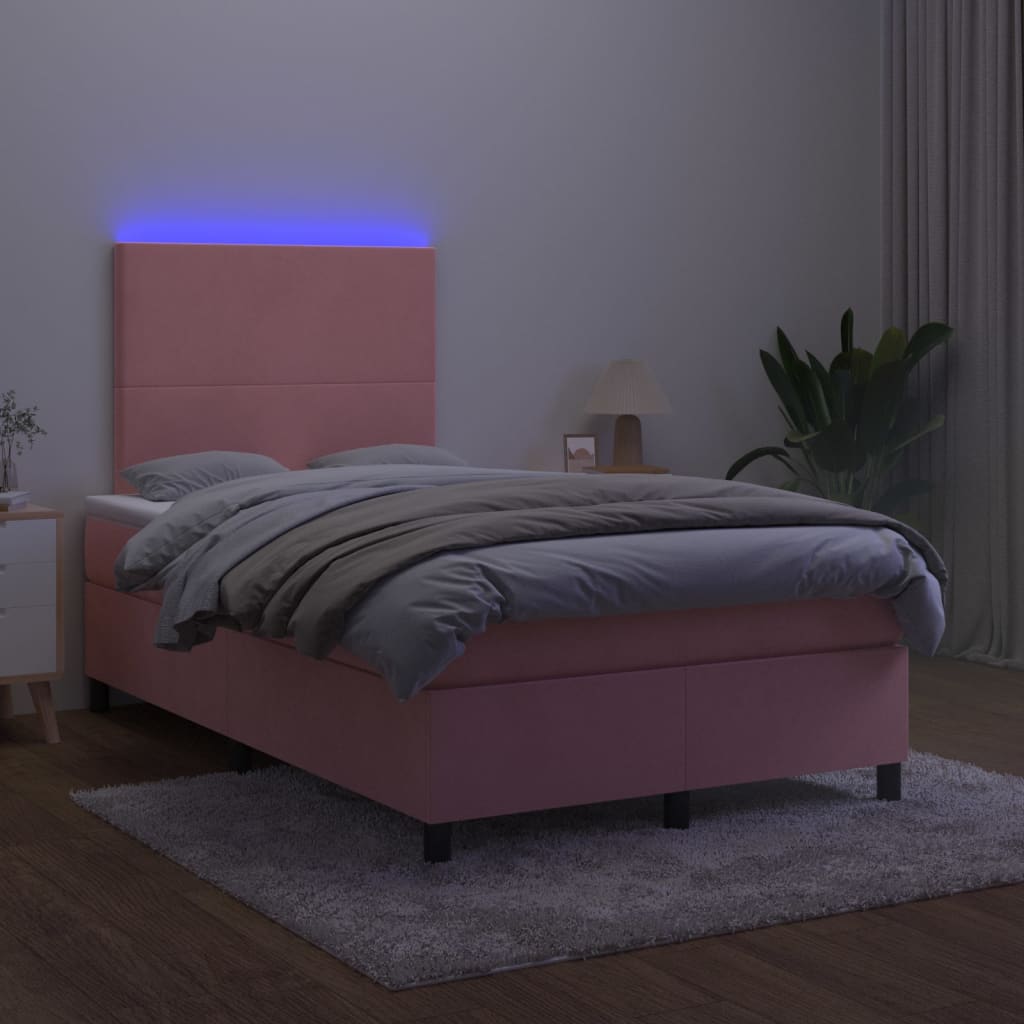 Sommier à lattes de lit et matelas LED Rose 120x200 cm Velours