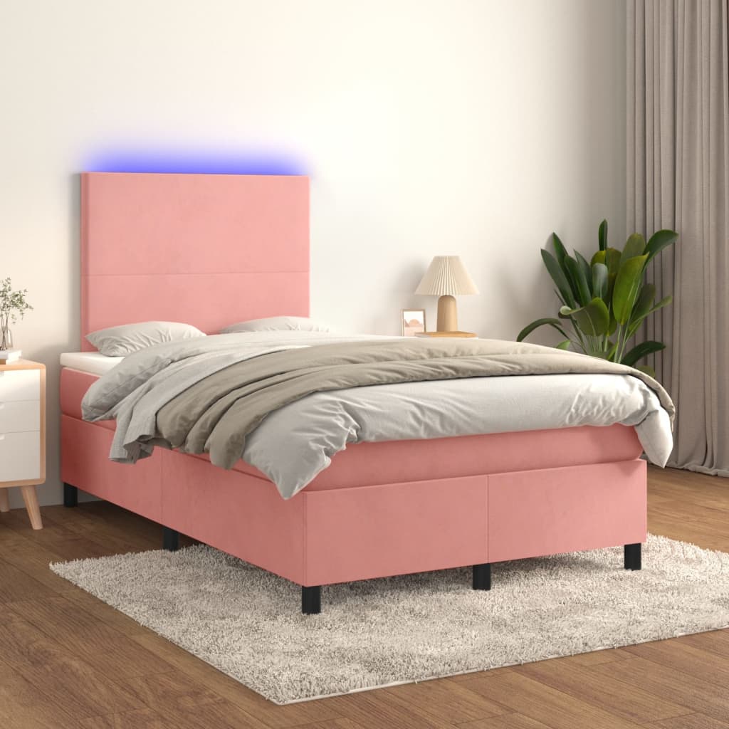 Sommier à lattes de lit et matelas LED Rose 120x200 cm Velours