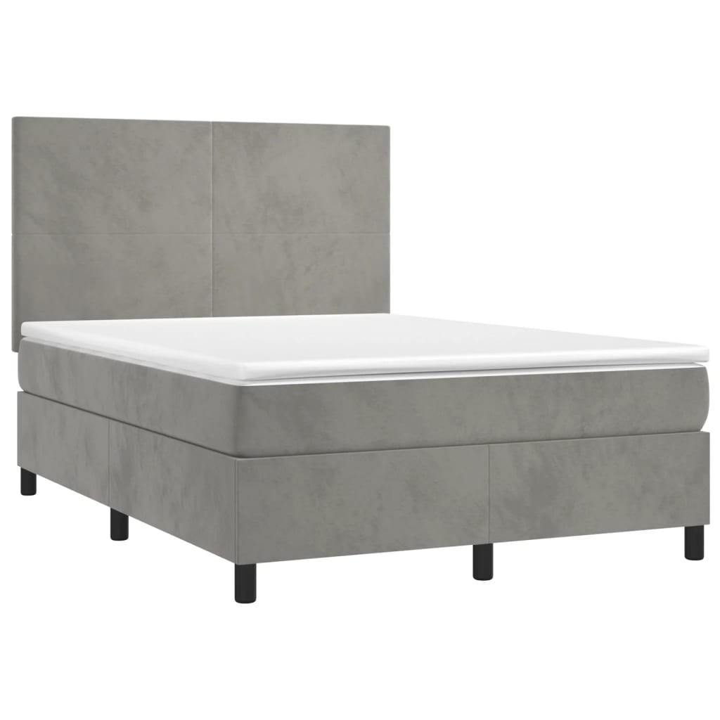 Sommier à lattes de lit avec matelas LED Gris clair 140x190 cm