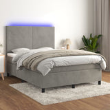 Sommier à lattes de lit avec matelas LED Gris clair 140x190 cm