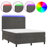 Sommier à lattes de lit avec matelas LED Gris foncé 140x190 cm