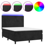 Sommier à lattes de lit et matelas LED Noir 140x190 cm Velours