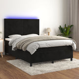 Sommier à lattes de lit et matelas LED Noir 140x190 cm Velours