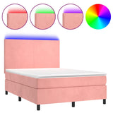 Sommier à lattes de lit et matelas LED Rose 140x190 cm Velours