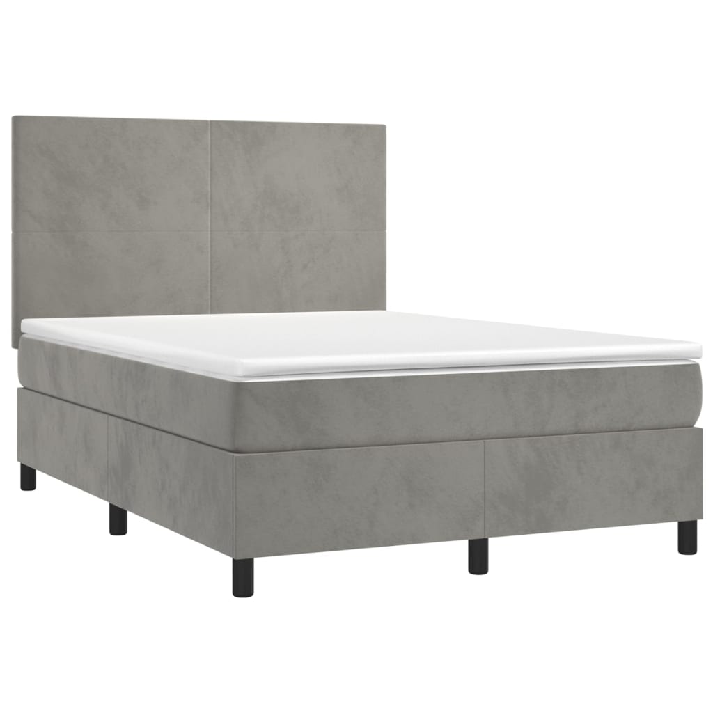 Sommier à lattes de lit avec matelas LED Gris clair 140x200 cm