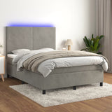 Sommier à lattes de lit avec matelas LED Gris clair 140x200 cm