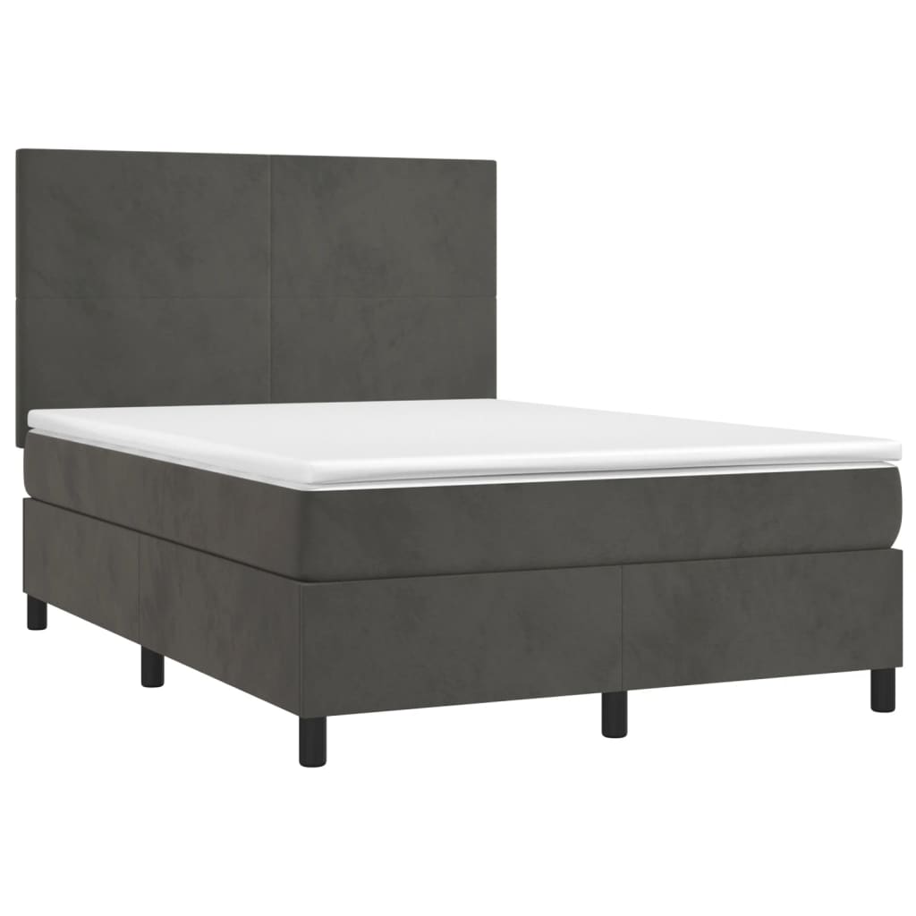 Sommier à lattes de lit avec matelas LED Gris foncé 140x200 cm