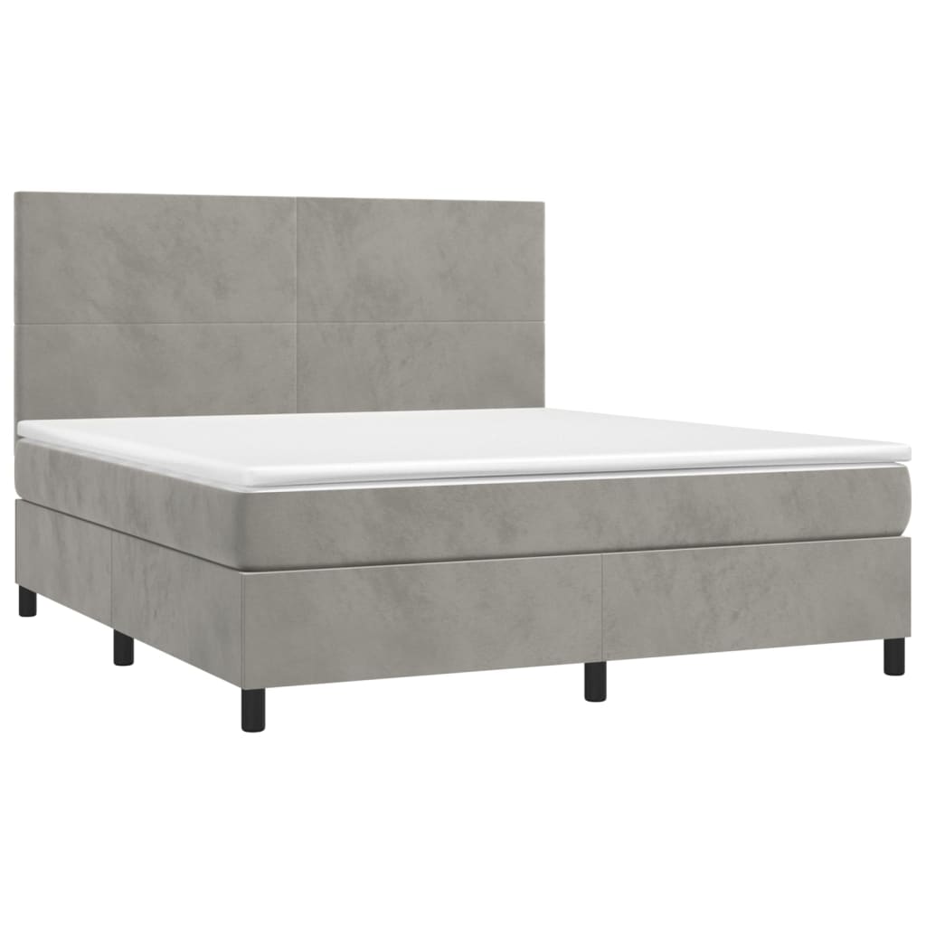 Sommier à lattes de lit avec matelas LED Gris clair 160x200 cm