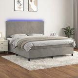 Sommier à lattes de lit avec matelas LED Gris clair 160x200 cm