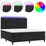 Sommier à lattes de lit et matelas LED Noir 160x200 cm Velours