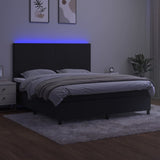 Sommier à lattes de lit et matelas LED Noir 160x200 cm Velours