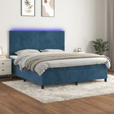 Sommier à lattes de lit avec matelas LED Bleu foncé 160x200 cm