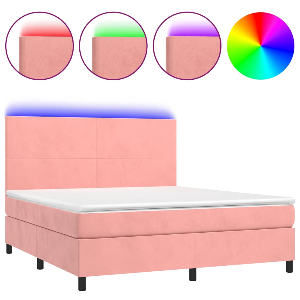 Sommier à lattes de lit et matelas LED Rose 160x200 cm Velours