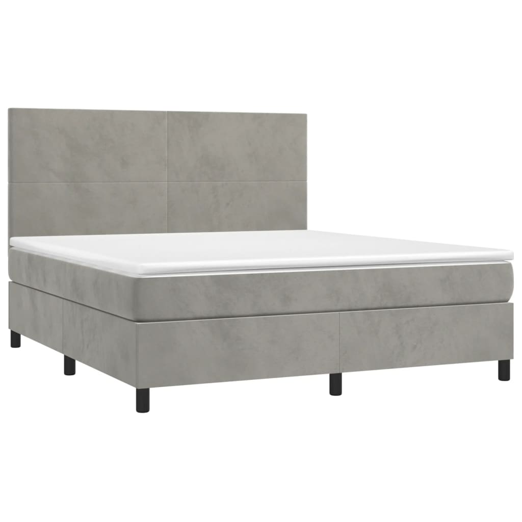 Sommier à lattes de lit avec matelas LED Gris clair 180x200 cm