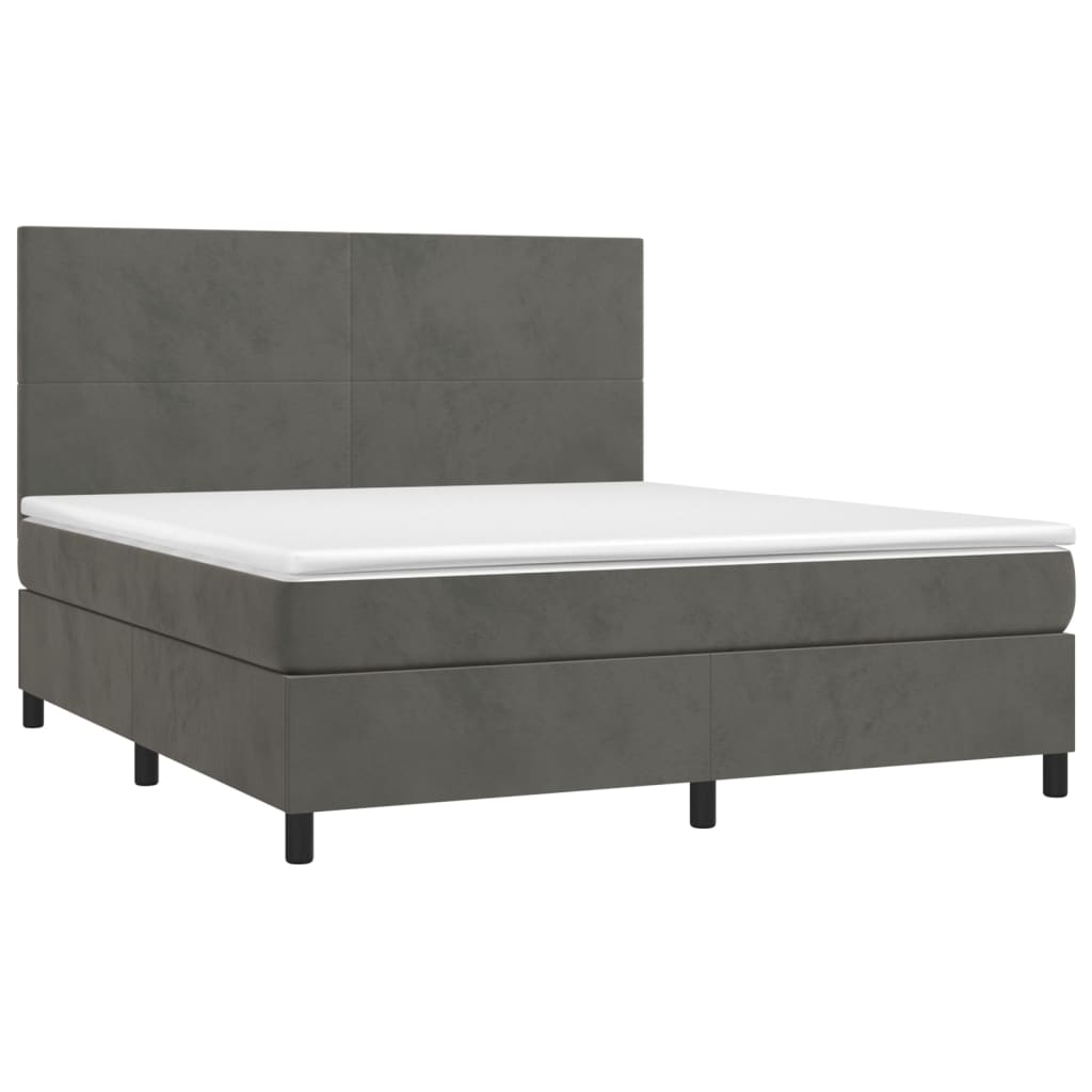 Sommier à lattes de lit avec matelas LED Gris foncé 180x200 cm