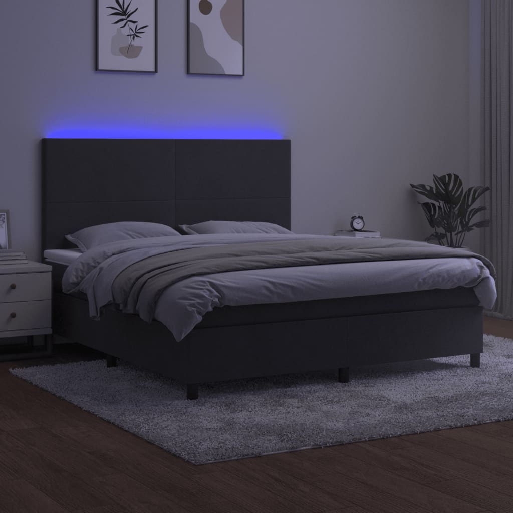 Sommier à lattes de lit avec matelas LED Gris foncé 180x200 cm