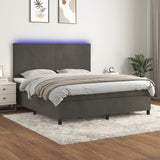 Sommier à lattes de lit avec matelas LED Gris foncé 180x200 cm