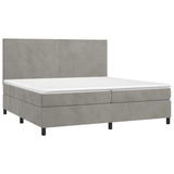 Sommier à lattes de lit avec matelas LED Gris clair 200x200 cm