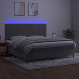 Sommier à lattes de lit avec matelas LED Gris clair 200x200 cm