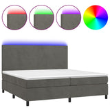 Sommier à lattes de lit avec matelas LED Gris foncé 200x200 cm