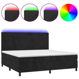 Sommier à lattes de lit et matelas LED Noir 200x200 cm Velours