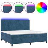 Sommier à lattes de lit avec matelas LED Bleu foncé 200x200 cm