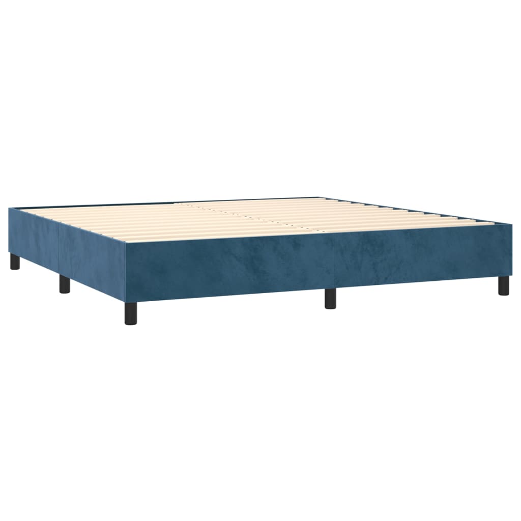 Sommier à lattes de lit avec matelas LED Bleu foncé 200x200 cm