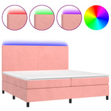 Sommier à lattes de lit et matelas LED Rose 200x200 cm Velours