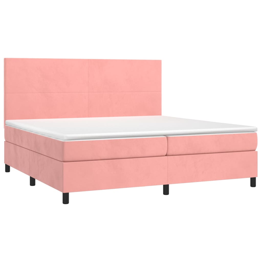 Sommier à lattes de lit et matelas LED Rose 200x200 cm Velours