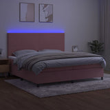 Sommier à lattes de lit et matelas LED Rose 200x200 cm Velours