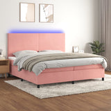 Sommier à lattes de lit et matelas LED Rose 200x200 cm Velours