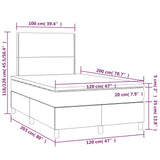 Sommier à lattes de lit matelas et LED Gris clair 120x200 cm