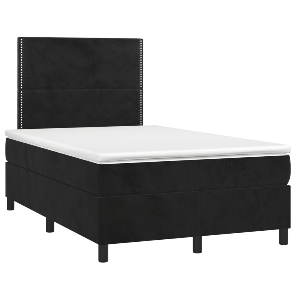 Sommier à lattes de lit matelas et LED Noir 120x200 cm Velours