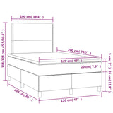 Sommier à lattes de lit matelas et LED Vert foncé 120x200 cm